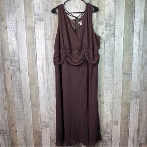 Los Angeles Woman Size 24W Surplice Peplum Sheath V-Neck Brown Dress w/Back Zip